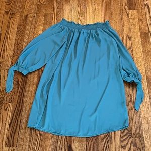 Iris Off Shoulder Slate Blue Dress Size Large